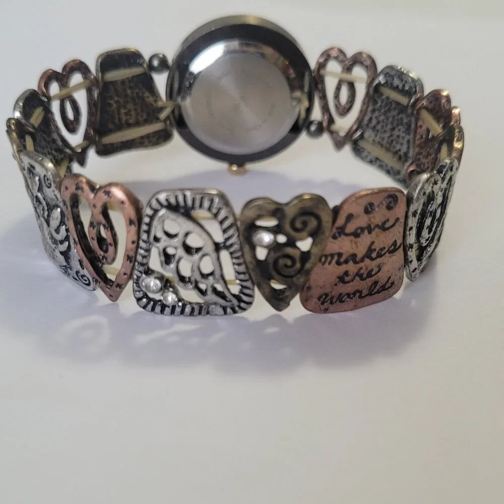 Hearts Watch Stretch Band Bracelet Womens